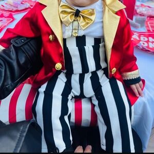 Red, Gold, and Striped Baby Circus Outfit